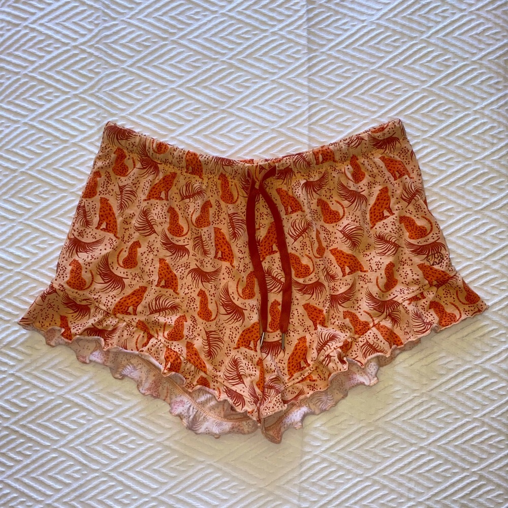 Ivory Ella Leopard Orange Sleep Shorts - Size Medium
